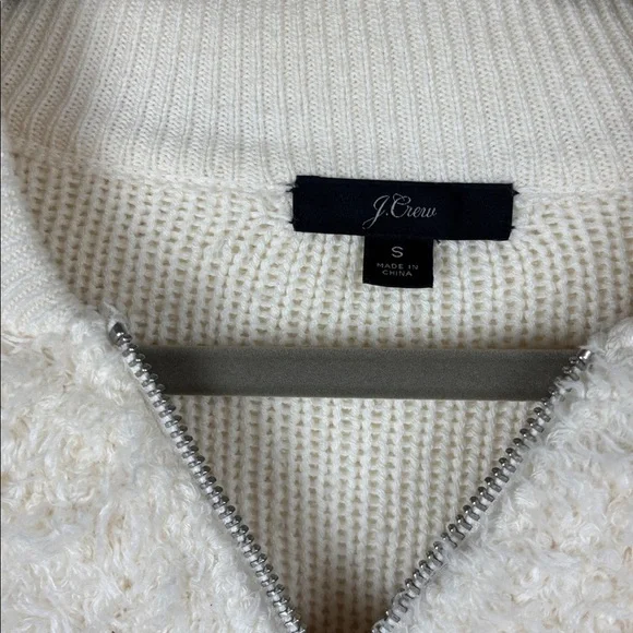 J. Crew Cream Zip Up Cropped Teddy Jacket - Size S - Picture 4 of 8